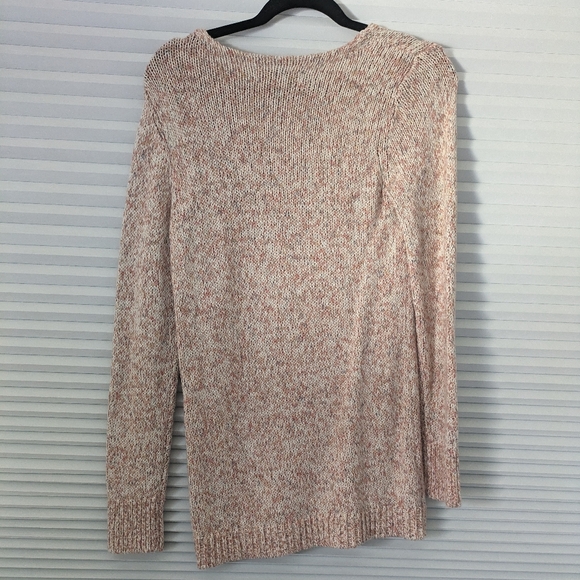 LOFT Pink Marl Knit Tunic Sweater V Neckline - Picture 5 of 7